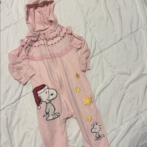 Peanuts Pink Baby Onesie with Snoopy Design